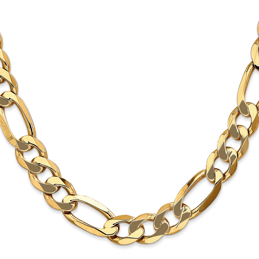 14K 22 inch 10mm Flat Figaro with Lobster Clasp Chain (FFL250-22)