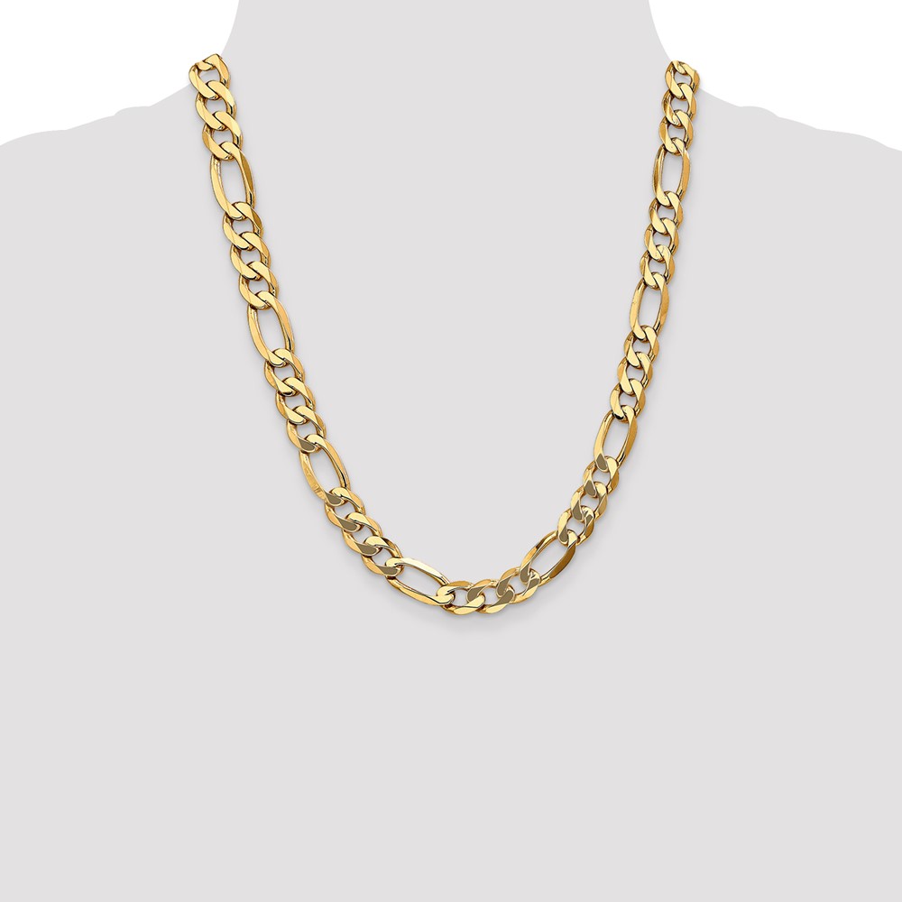 14K 22 inch 10mm Flat Figaro with Lobster Clasp Chain (FFL250-22)