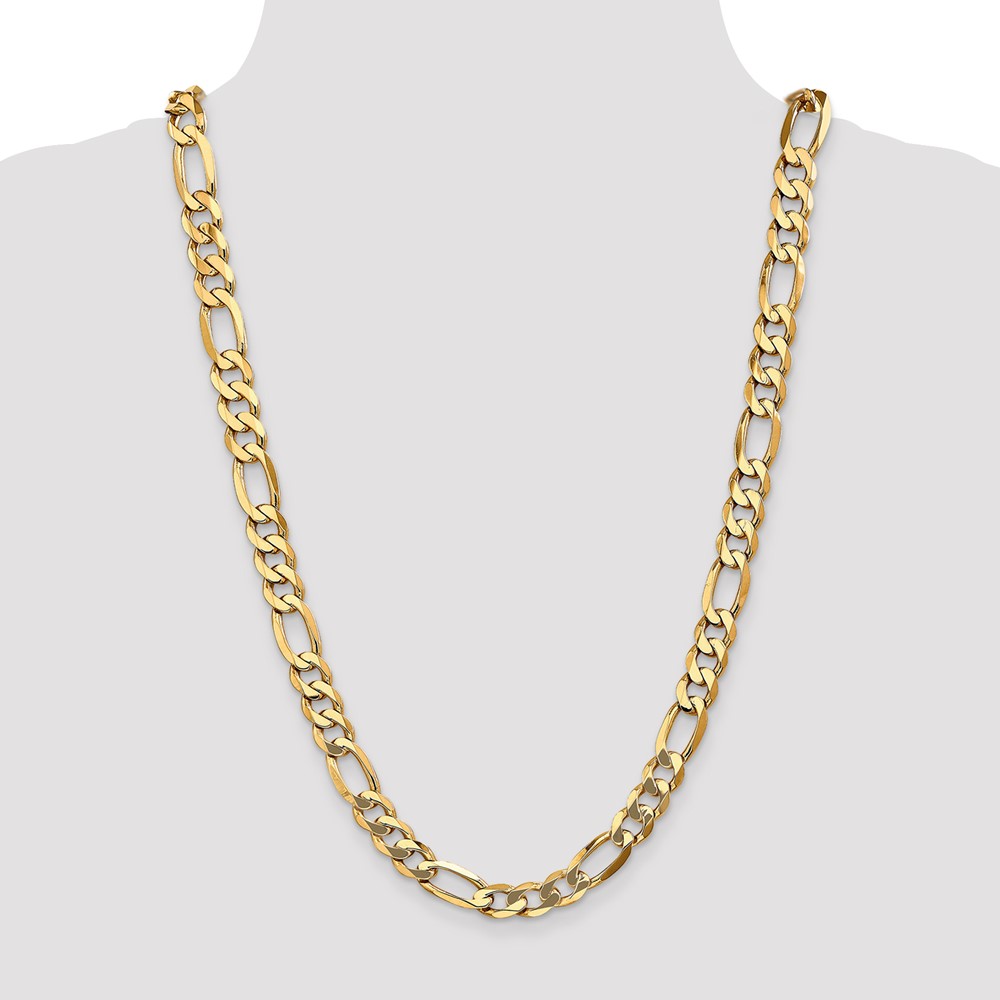 14K 26 inch 10mm Flat Figaro with Lobster Clasp Chain (FFL250-26)