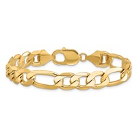 14K 10mm Yellow Gold Flat Figaro Bracelet with Lobster Clasp, 8" view 3