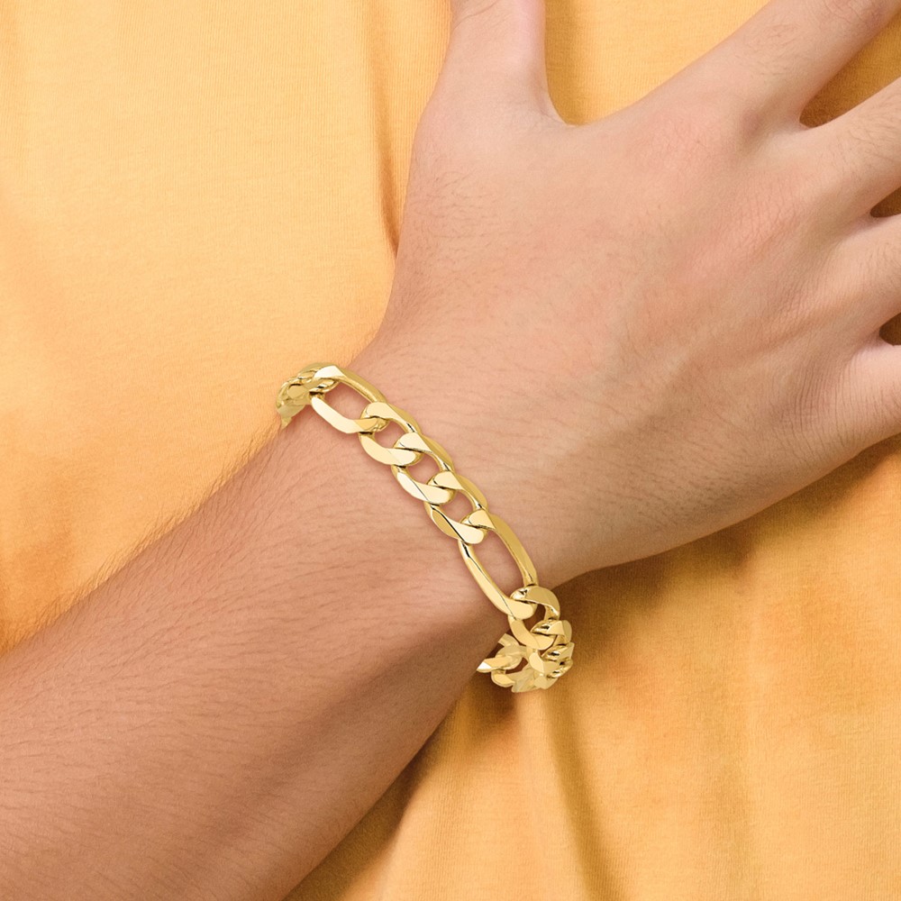 14K 8 inch 10mm Flat Figaro with Lobster Clasp Bracelet (FFL250-8)