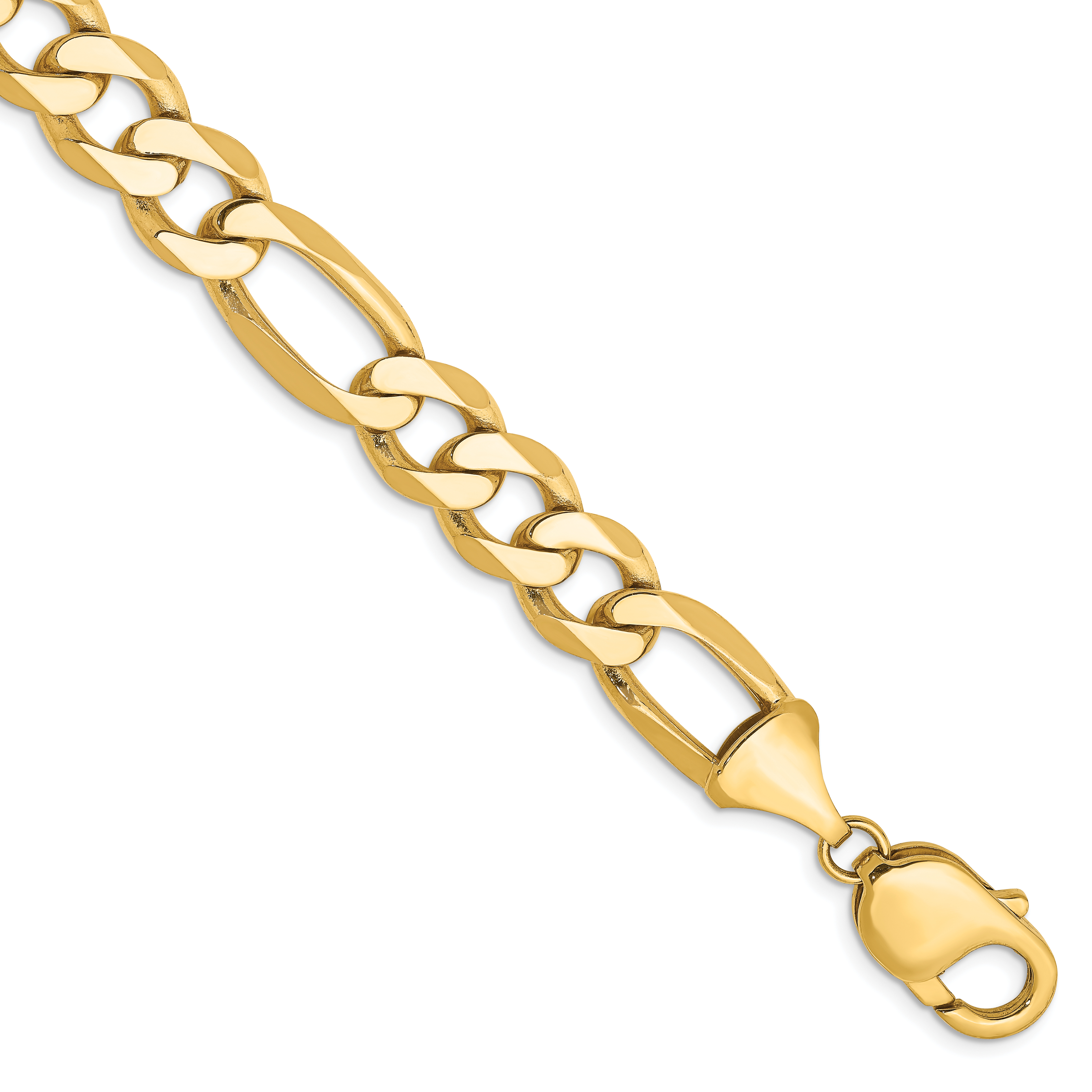 14K 8 inch 10mm Flat Figaro with Lobster Clasp Bracelet (FFL250-8)