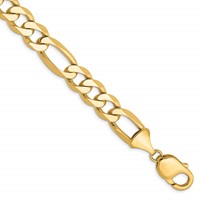 14K 10mm Yellow Gold Flat Figaro Bracelet with Lobster Clasp, 8" view 1
