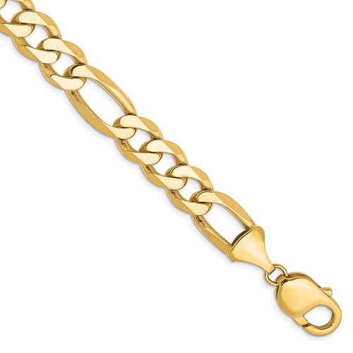 14K 8 inch 10mm Flat Figaro with Lobster Clasp Bracelet