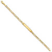 14K Yellow Gold Polished Solid Chain Solid Plate Figaro Link 25x4.8mm Plate ID Bracelet - 7in view 2