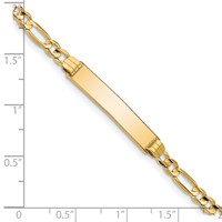 14K Yellow Gold Polished Solid Chain Solid Plate Figaro Link 25x4.8mm Plate ID Bracelet - 7in view 3