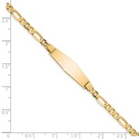 14K Yellow Gold Polished Solid Chain Solid Plate Figaro Link Soft Diamond Shape 24.5x 7.3mm Plate ID Bracelet, 7" view 3