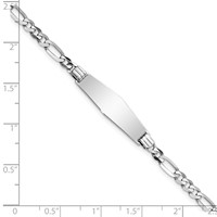 14K White Gold Polished Solid Chain Solid Plate Figaro Link Soft Diamond Shape 24.5x 7.5mm Plate ID Bracelet, 7" view 3