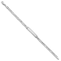 14K White Gold Polished Solid Chain Solid Plate Figaro Link 25x5mm Plate ID Bracelet - 7in view 2