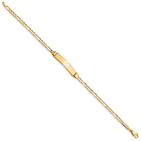 14K Yellow Gold Polished Solid Chain Solid Plate Figaro Link 24.5x 4.8mm Plate ID Bracelet, 7" view 2