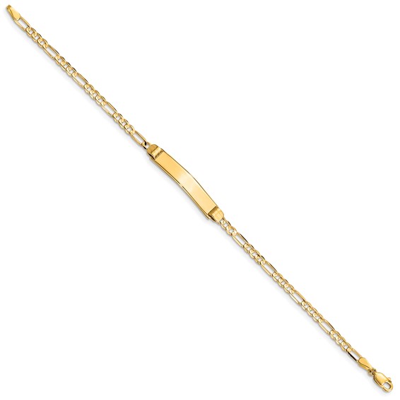 14k Polished Solid Chain/Solid Plate Figaro Link 24.5x4.8mm Plate 7 inch ID Bracelet