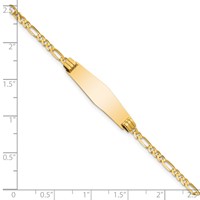 14K Yellow Gold Polished Solid Chain Solid Plate Figaro Link Soft Diamond Shape 24.5x7.3mm Plate ID Bracelet - 7in view 3