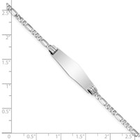 14K White Gold Polished Solid Chain Solid Plate Figaro Link Soft Diamond Shape 24.5x 7.5mm Plate ID Bracelet, 7" view 3