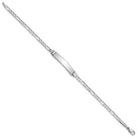 14K White Gold Polished Solid Chain Solid Plate Figaro Link 25x 4.8mm Plate ID Bracelet, 7" view 2