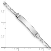 14K White Gold Polished Solid Chain Solid Plate Figaro Link 25x 4.8mm Plate ID Bracelet, 7" view 3