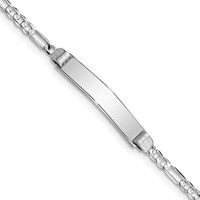 14K White Gold Polished Solid Chain Solid Plate Figaro Link 25x 4.8mm Plate ID Bracelet, 7" view 1