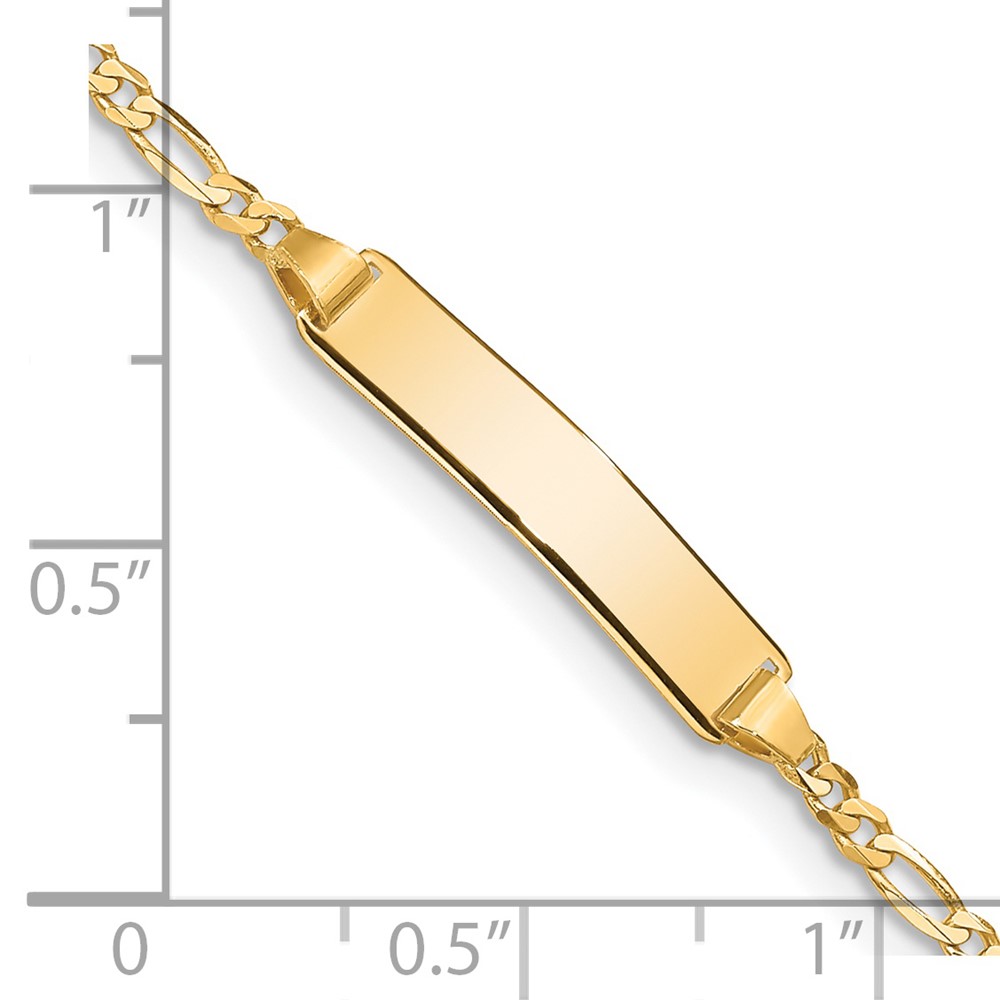 14k Polished Solid Chain/Solid Plate Figaro Link 19.5x5mm Plate 7 inch ID Bracelet (FIG060ID-7)