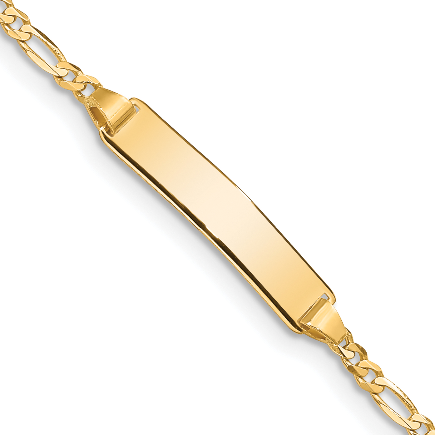 14k Polished Solid Chain/Solid Plate Figaro Link 19.5x5mm Plate 7 inch ID Bracelet (FIG060ID-7)