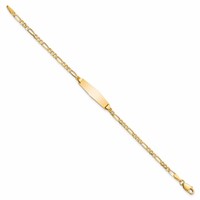 14K Polished Solid Chain Solid Plate Figaro Link Soft Diamond Shape 19.5x5mm Plate 7 Inch ID Bracelet view 2