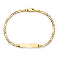 14K Polished Solid Chain Solid Plate Figaro Link Soft Diamond Shape 19.5x5mm Plate 7 Inch ID Bracelet view 4