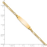 14K Polished Solid Chain Solid Plate Figaro Link Soft Diamond Shape 19.5x5mm Plate 7 Inch ID Bracelet view 3