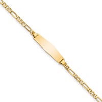 14K Polished Solid Chain Solid Plate Figaro Link Soft Diamond Shape 19.5x5mm Plate 7 Inch ID Bracelet view 1