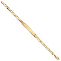 14K Yellow Gold Polished Solid Chain Solid Plate Figaro Link 33.5x6mm Plate ID Bracelet - 7in view 2