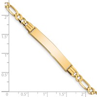 14K Yellow Gold Polished Solid Chain Solid Plate Figaro Link 33.5x6mm Plate ID Bracelet - 7in view 3