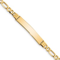 14K Yellow Gold Polished Solid Chain Solid Plate Figaro Link 33.5x6mm Plate ID Bracelet - 7in view 1