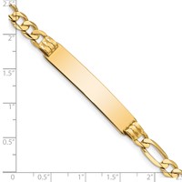 14K Yellow Gold Polished Solid Chain Solid Plate Figaro Link 39x 8mm Plate ID Bracelet, 7" view 3