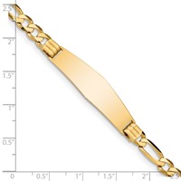 14K Yellow Gold Polished Solid Chain Solid Plate Figaro Link Soft Diamond Shape 37x10mm Plate ID Bracelet - 7in view 3