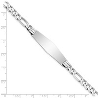 14K White Gold Polished Solid Chain Solid Plate Figaro Link Soft Diamond Shape 38.5x10mm Plate ID Bracelet - 8in view 3
