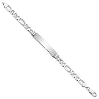 14K White Gold Polished Solid Chain Solid Plate Figaro Link 38.5x 8mm Plate ID Bracelet, 7" view 2