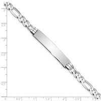 14K White Gold Polished Solid Chain Solid Plate Figaro Link 38.5x 8mm Plate ID Bracelet, 7" view 3