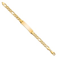 14K Yellow Gold Polished Solid Chain Solid Plate Figaro Link 38x10mm Plate ID Bracelet - 8in view 2