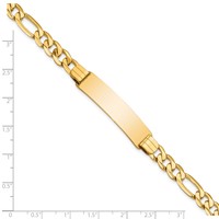 14K Yellow Gold Polished Solid Chain Solid Plate Figaro Link 38x10mm Plate ID Bracelet - 8in view 3