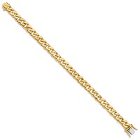 14K 8mm Yellow Gold Hand Polished Curb Link Bracelet with Box Catch Clasp, 8" view 2