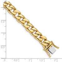 14K 8mm Yellow Gold Hand Polished Curb Link Bracelet with Box Catch Clasp, 8" view 3