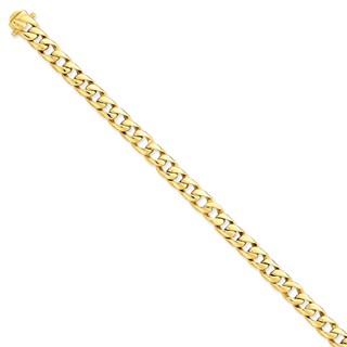 14K 8mm Hand Polished Curb Link with Box Catch Clasp Chain (per inch)