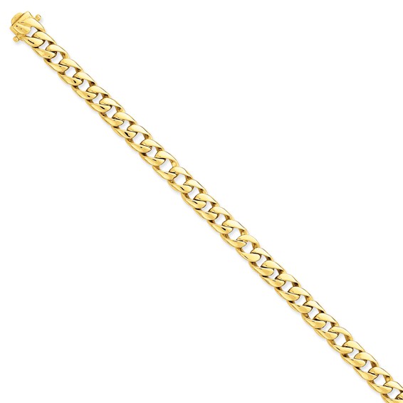14K 8mm Hand Polished Curb Link with Box Catch Clasp Chain (per inch)