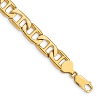 14K 8.75mm Yellow Gold Solid Hand-Polished Anchor Link Bracelet, 8" view 1