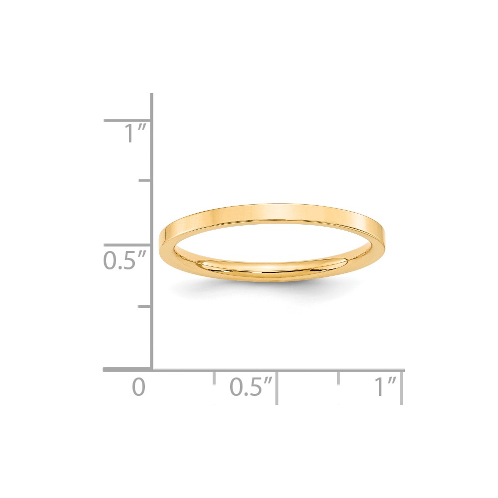 14k Yellow Gold 2mm Standard Weight Flat Comfort Fit Wedding Band Size 8 (FLC020-8)