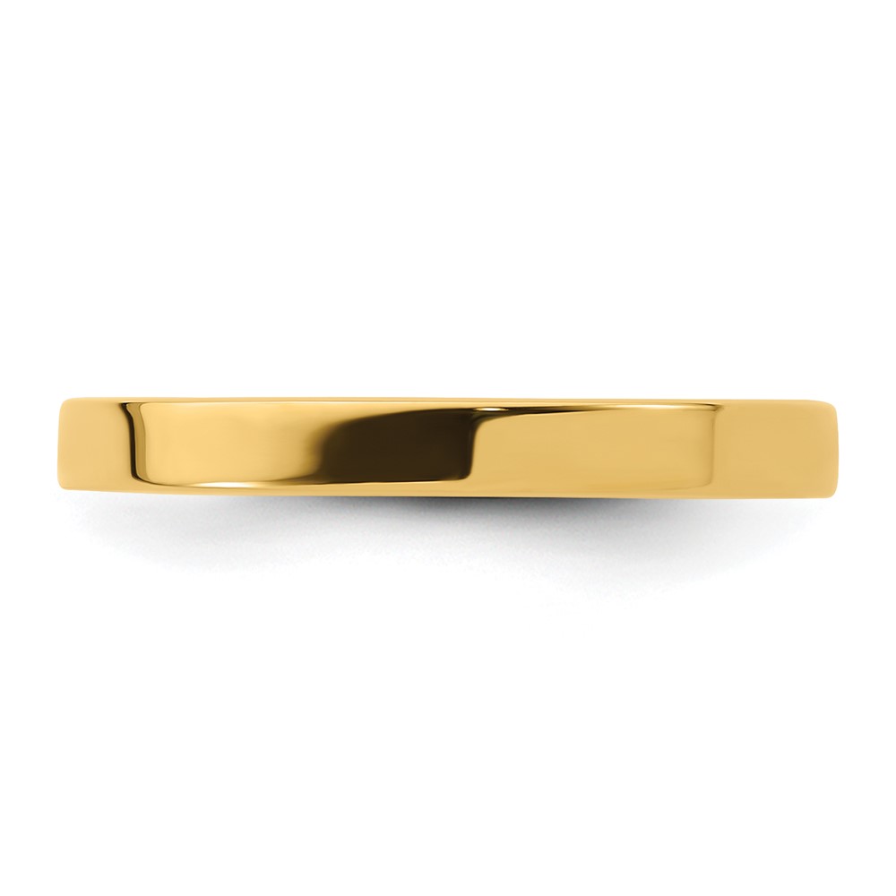 14k Yellow Gold 2.5mm Standard Weight Flat Comfort Fit Wedding Band Size 10 (FLC025-10)