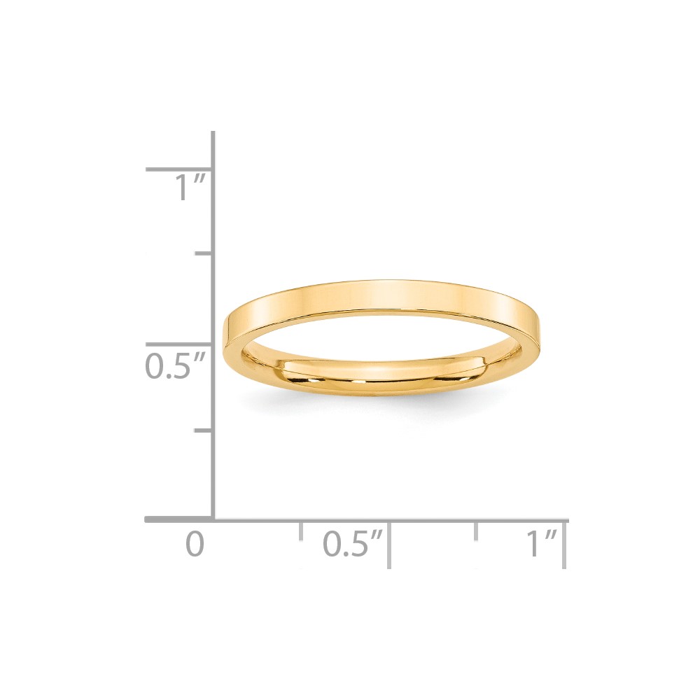 14k Yellow Gold 2.5mm Standard Weight Flat Comfort Fit Wedding Band Size 10 (FLC025-10)