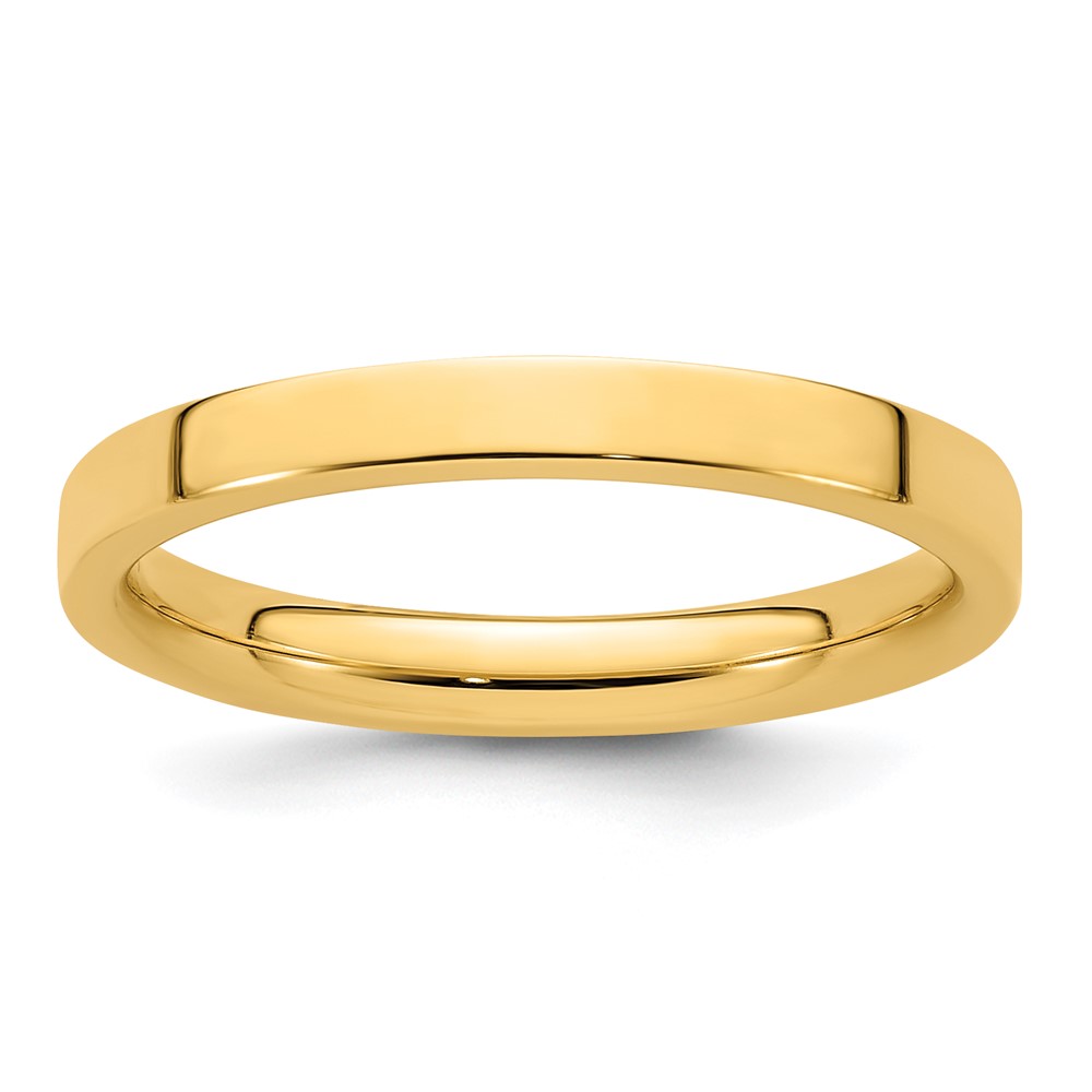 14k Yellow Gold 2.5mm Standard Weight Flat Comfort Fit Wedding Band Size 10 (FLC025-10)