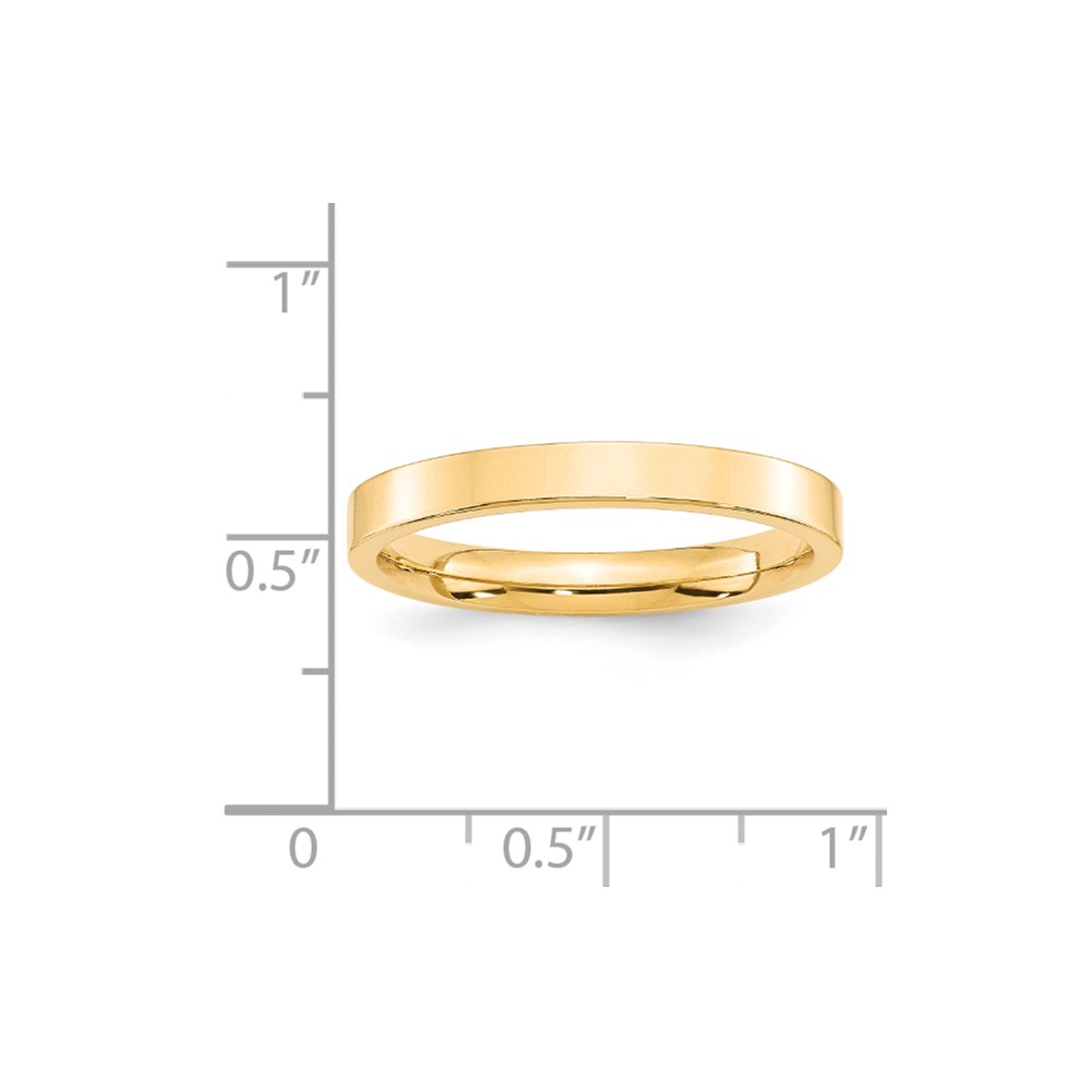14k Yellow Gold 3mm Standard Weight Flat Comfort Fit Wedding Band Size 7 (FLC030-7)