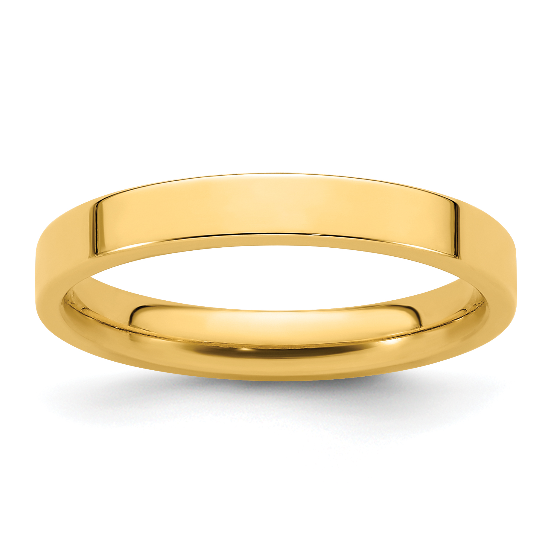 14k Yellow Gold 3mm Standard Weight Flat Comfort Fit Wedding Band Size 4 (FLC030-4)