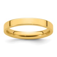 14K Yellow Gold 3mm Standard Weight Flat Comfort Fit Wedding Band view 1