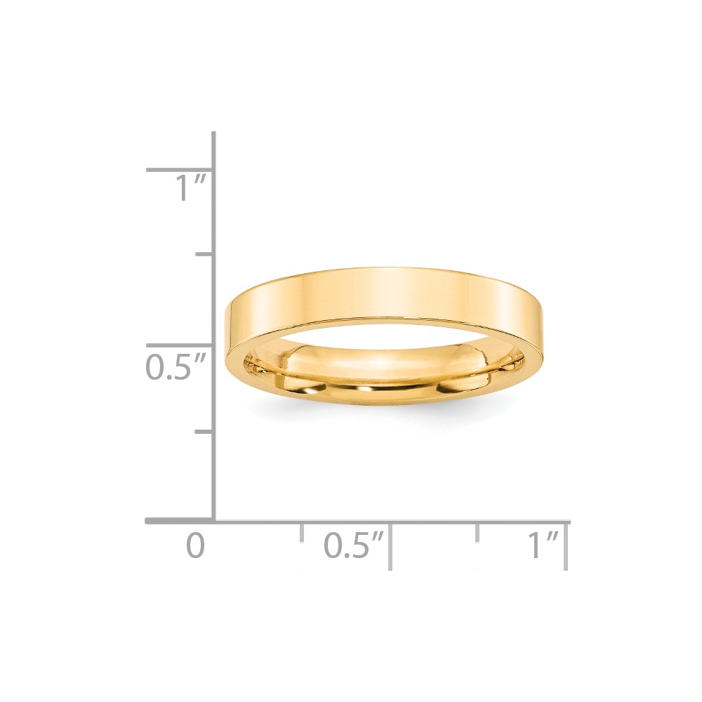 14k Yellow Gold 4mm Standard Weight Flat Comfort Fit Wedding Band Size 12 (FLC040-12)