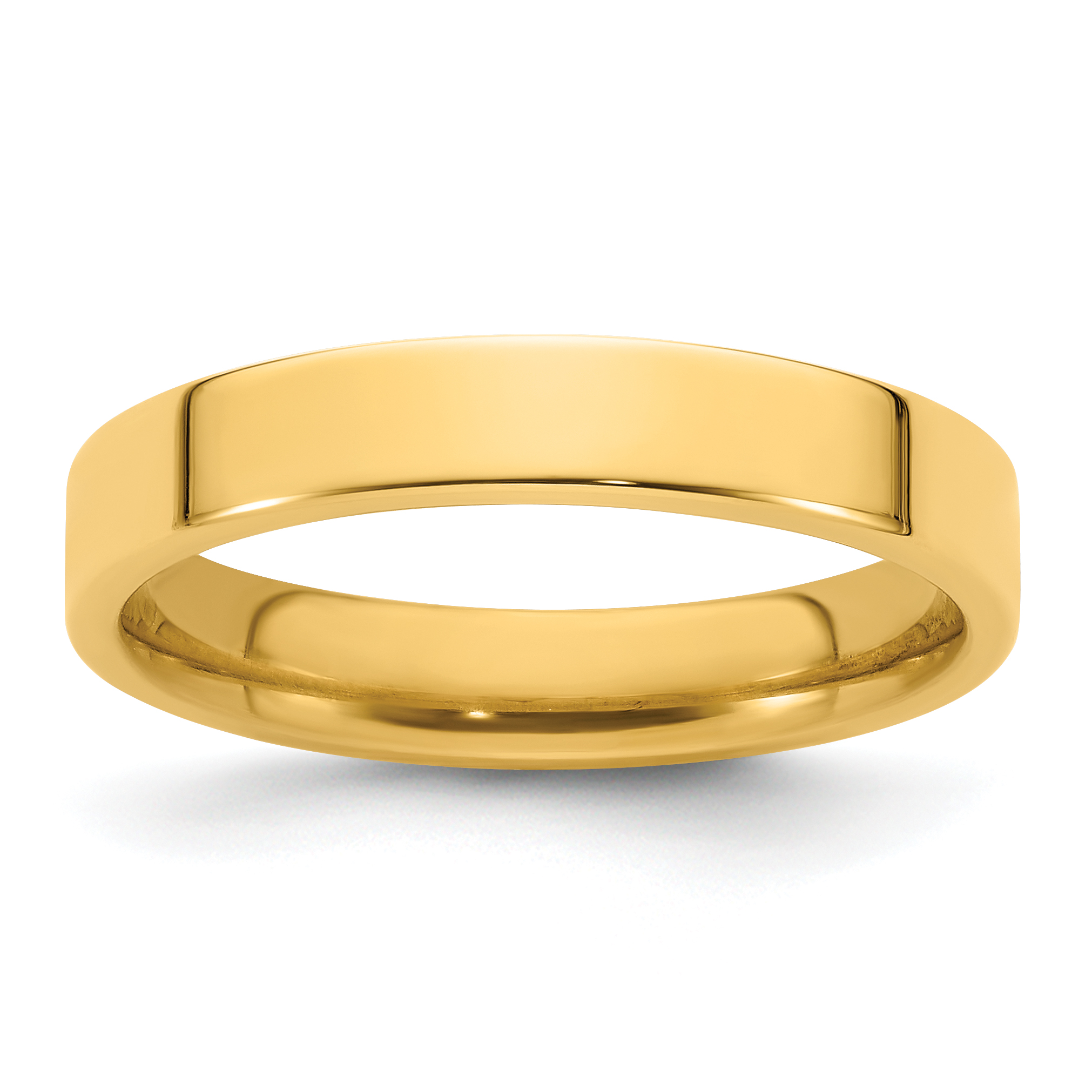14k Yellow Gold 4mm Standard Weight Flat Comfort Fit Wedding Band Size 10 (FLC040-10)